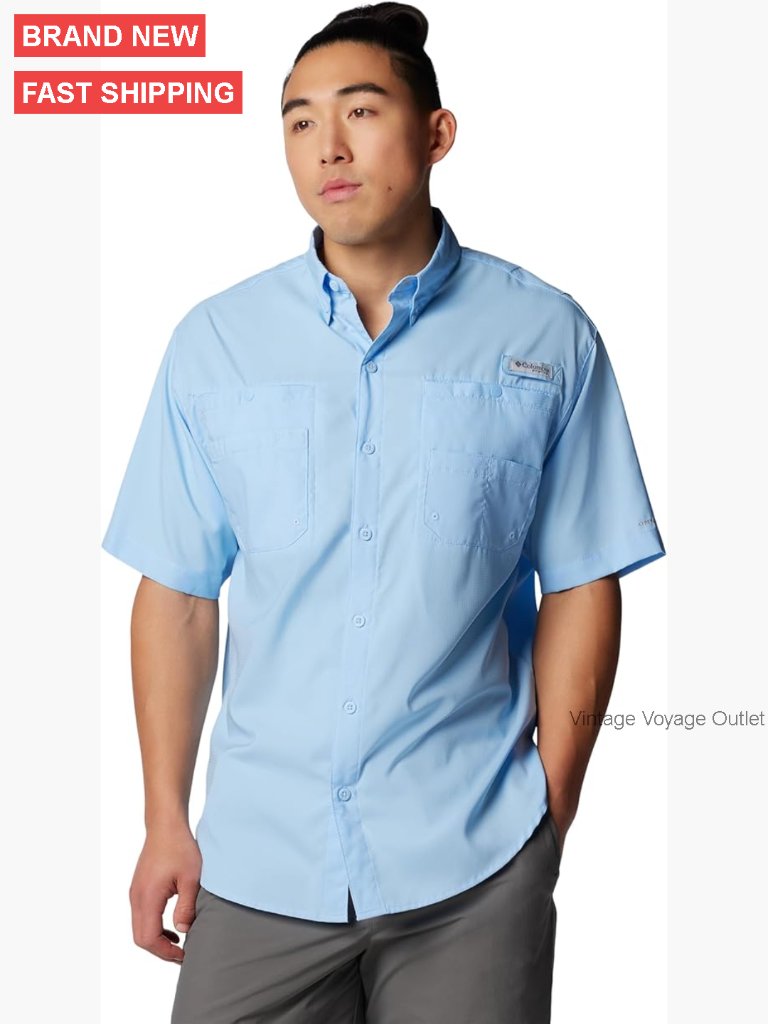 Men's Relaxed Fit Short Sleeve Button Down Shirt, Upf 50 Sun Protection
